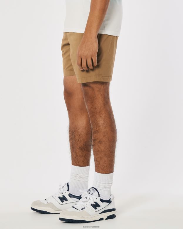 Bottoms Hollister Men Twill Jogger Shorts 7\\ 488201147 Dark Khaki
